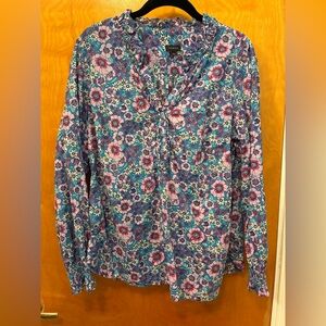 Talbots Floral Women's Blouse - Blue and Pink